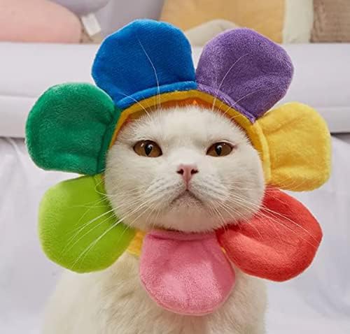 Chapéu colorido de flores do sol do sol! Teddy Dress Up Flower Cheeddress! Fantas de girassol fofo para animais de estimação! Chapéu de animal macio para cachorro e gato!
