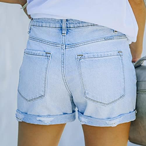 Oplxuo Womens Casual Denim Shorts 2023 Summer Rolado Raído Raw Betes angustiados Jean calças shorts com bolsos