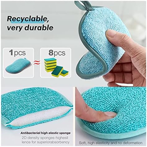 Esponja de prato de bitwit, esponja de cozinha de esponja de cozinha de limpeza de microfibra esponja de lavagem de