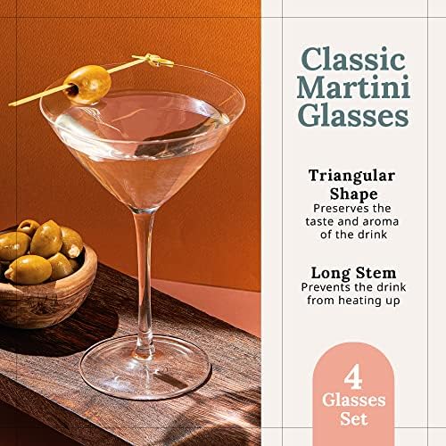 Conjunto de copos de martini de 4-coquetéis de coquetéis para qualquer bebida-copos de coquetel elegantes para hospedar festas-óculos