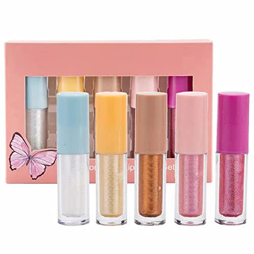 Nº 7 Lipstick Diamond Lip Gloss Set de 5 Filme de Copo Non Stick, formando Fino Glitter Glitterscente Diamante Lip Lip Lipscent