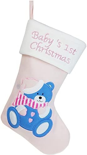 Primeira meia de Natal de Dearsun Baby de Natal com nome de bordado e data de aniversário para recém -nascidos