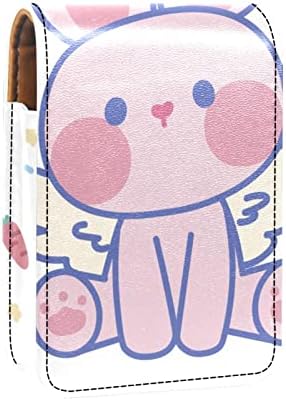 Caixa de batom de Oryuekan com espelho bolsa de maquiagem portátil fofa, bolsa cosmética, cartoon animal rosa rosa adorável