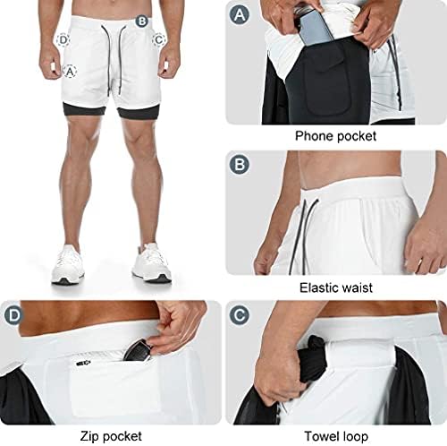BOOMLEMON MEN 2-em-1 Running Workout Shorts Treinando calças curtas atléticas com loop de toalha