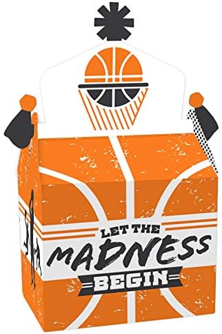 Basquete de Big Dot Of Happiness - Let the Madness Begin - Tratar favores da festa da caixa - Partido de basquete universitário Goodie Gable Boxes - Conjunto de 12