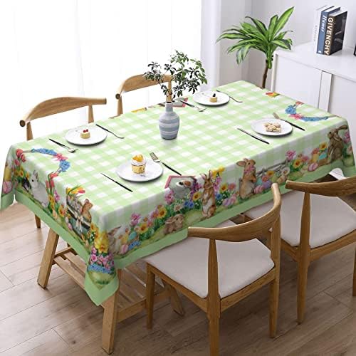 Guyuehu Easter Eggs Toeira da mesa de coelho e mola colorida colorida verde floral verde 60x84 Tabela de mesa de Páscoa retângulo para cozinha Decoração de mesa de jantar