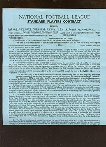 1964 Contrato da NFL Dallas Cowboys assinado por Lee Folkins & Tex Schramm JSA Loa - NFL Cut Signature