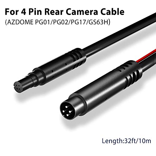 Azdome estende cabo para m63/pg16/pg02s/pg16s/pg17/pg02, 4 pinos 10m, 32 pés de extensão do cabo para espelho traseiro da câmera traseira da câmera traseira CABE