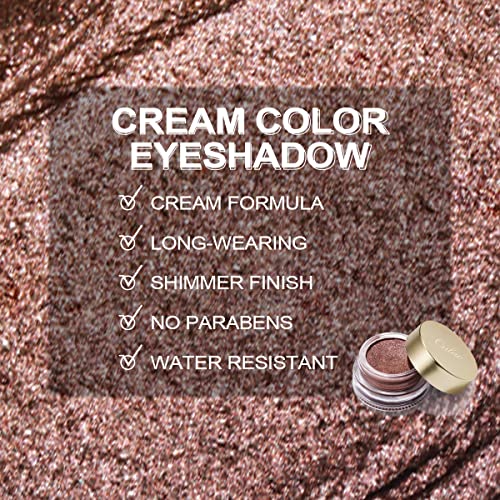 Oulac Brown Cream Eyeshadow, fórmula hidratante de sombra altamente pigmentada, sombra de glitter com textura cremosa, impermeável, grande capacidade de 0,42 oz