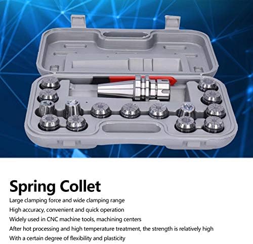 15pcs Spring Collet 20crmnti Elastic Chuck Tooldder para Machine Tool CNC, BT40-ER32-15PC Spring Collet