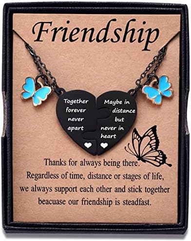 Colar de bff definido para 2, presente de amizade de longa distância para meninas adolescentes, jóias de charte de borboleta para os melhores amigos aniversário