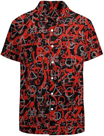 Símbolos de alquimia Camisa havaiana masculina Botão de bolso de manga curta