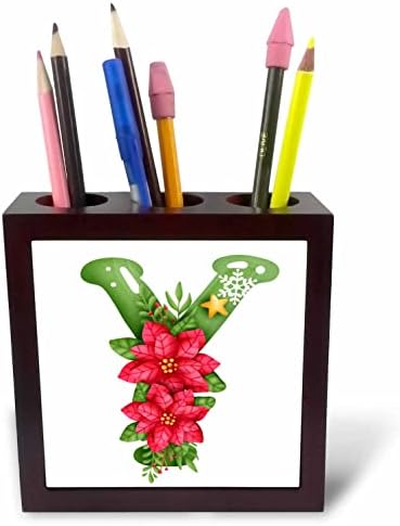 3drosrose fofo natal decorado monograma verde monograma y - portadores de caneta de telha