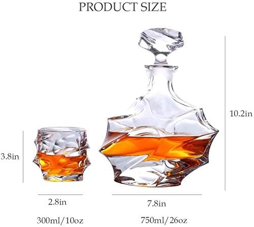 ZYF Wine Rack Whisky Decanter Whisky Decanter Conjunto, Presente de vidro de uísque de 7 peças, decantador de bebidas premium com