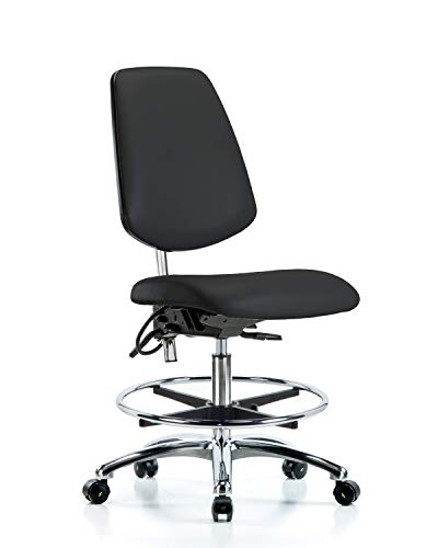 Labtech Seating LT43610 CLASSE 100 SALA LIMPO/ESD VINIL Cadeira média de bancada Base cromada média, inclinação, anel de pé
