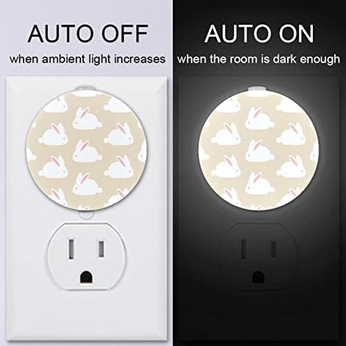 2 Pacote de plug-in Nightlight Night Night Light Rabbit Animal com sensor de entardecer para o amanhecer para o quarto
