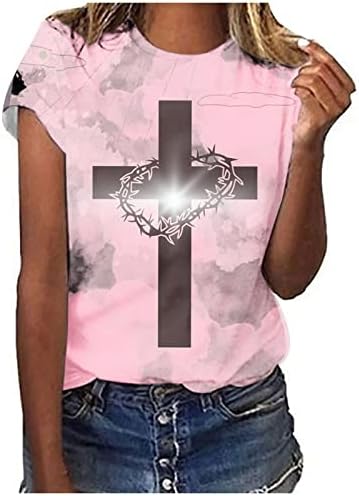 Camisas transversais cristãs para mulheres tops de verão