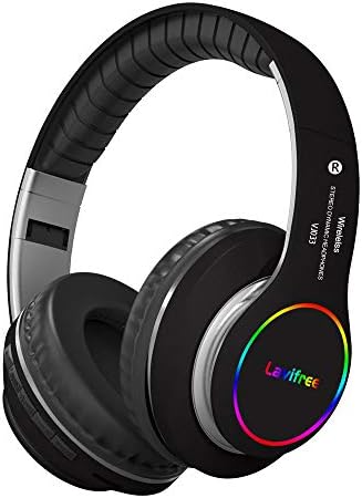 Fones de ouvido Bluetooth, sem fio/conectado sobre fone de ouvido, estéreo de baixo hi-fi, microfone embutido, iluminação