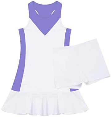Yeahdor Kids Girls Girls sem mangas Golf Tennis Dress School Sports Dress Uniform Dance Badminton Tiles