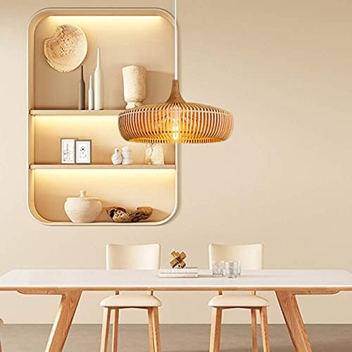 Usmjqvz 1 luz de madeira artesanal lâmpada de madeira pendente altura de luz ajustável lâmpada suspensa luminária de teto de carvalho