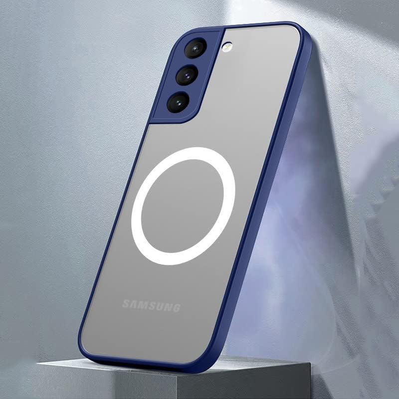 Doowear Galaxy S22+ Plus Caso Magnético [Suporte MagSafe Charger] Anti-arranhão sem fio Proteção fosca fosca de câmera cheia de capa de telefone fino fino para Samsung Galaxy S22+ Plus 6,7 -Blue