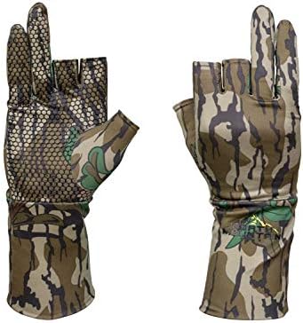 North Mountain Gear Camouflage Luvas de caça sem dedos para homens - revestimento de luvas leves