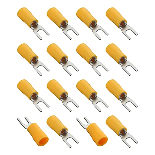 Heyiarbeit pré-isolada do tipo U Red Crimp Terminals Sv5.5-4s conectores de fio para aplicações externas de fio elétrico DIY Amarelo