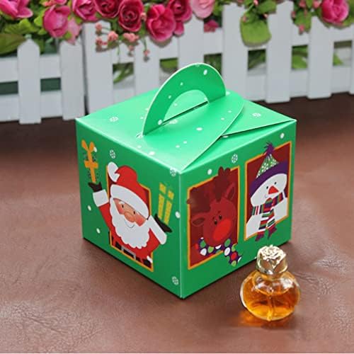Bestoyard 5pcs Papel de Natal Caixas de tratamento com alças Papai Noel Cartoon Candy Gift Boxes para contêiner para festas