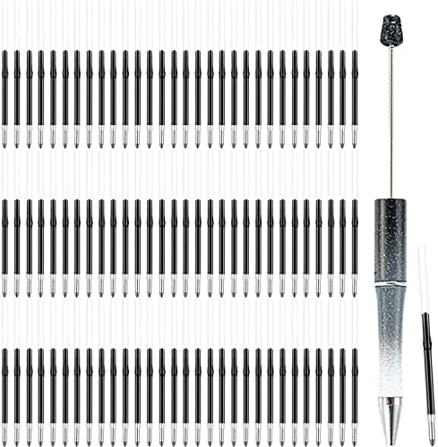 100 PCs Black Ink Beadable canetas reabastecendo, recargas de canetas substituíveis, para recargas de tinta de caneta de esferográfica de contas de plástico