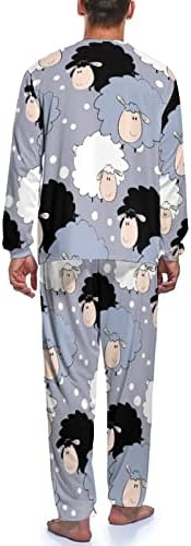 Pijama masculino de ovinos infantis engraçados definido com manga longa de manga comprida