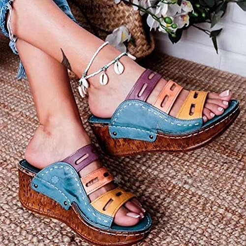 Sapatos chinelos romanos cunhas praia butterfly-nó feminino sandálias abertas de dedos de dedos casuais sandálias
