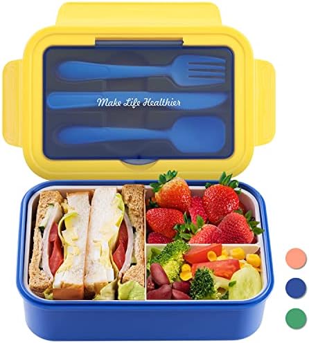 Tacgea 2 Pack Bento Caixa para crianças e adultos, lancheira em contêiner de armazenamento de comida com garfo e colher,