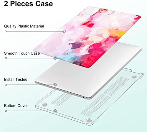 Ileadon para MacBook Pro 13 polegadas Caso M2 2022 2021 2020- Release A2338 M1/A2289/A22251/A2159/A1989/A1706/A1708, Caso de concha dura + Teclado e protetor de tela, pintura a óleo rosa