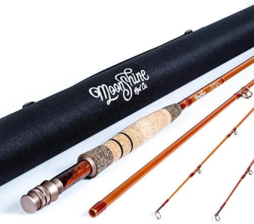 Moonshine Rod Co. The Revival Series Fly Fishing Rod, haste clássica de fibra de vidro com estojo de transporte e seção de ponta de haste extra
