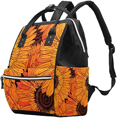 Abstract Flowers Gunflowers Bolsa de fraldas Mochila de ombro Sacos trocando