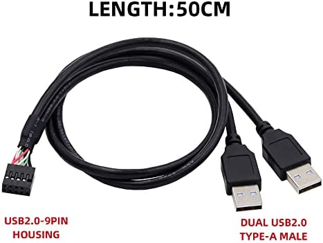 NFHK placa-mãe 9pin 10pin Habitação feminina para cabo USB 2.0 tipo A 50cm de 50cm
