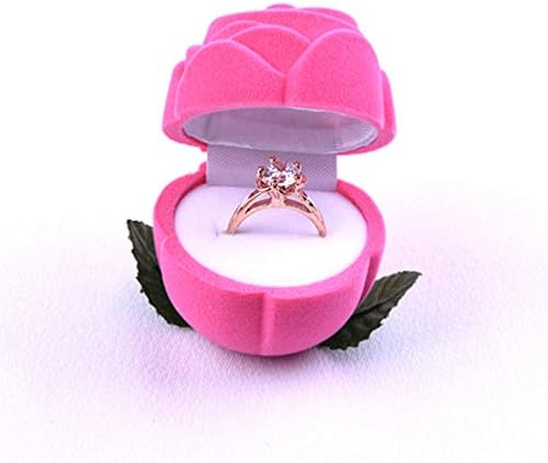 Besportble Portable Jewelry Organizer Ring Rose Box deliced ​​Soft Ring Exibir anel Ring Storage Streting Ring Solder para aniversário de casamento 4 peças Jóias de viagem Caso pequeno