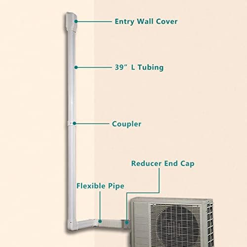 DaisyPower PVC Decorativo de ar condicionado Kit de tampa definida, 3in de tubulação de 9 pés protege sua mini divisão sem duto,