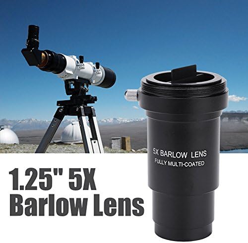 Lente de barlow de 1,25 polegada, ampliação de 5x Lens de barlo de barlo de alumínio de alumínio com 5x com rosca M42 x 0,75 mm, para o telescópio astronômico de 31,7 mm ocular
