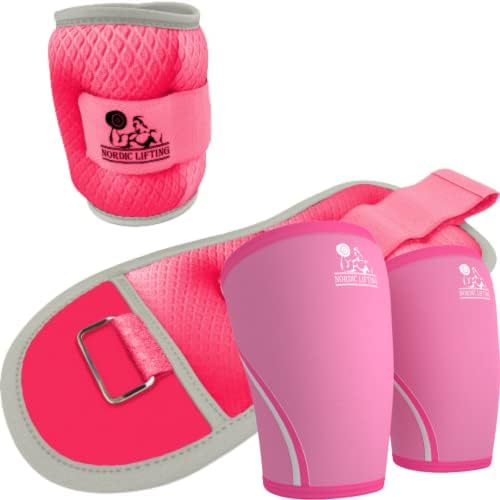 Pesos do pulso do tornozelo 5lb - pacote rosa com mangas de joelho médio - rosa