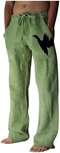 Calças de ioga dudubaby para linho de algodão masculino Casual calças de calça solteiras