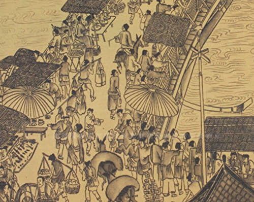 Qing Ming Shang He tu ao longo do rio durante o festival Qingming Festival Chinese Pintura e Caligrafia Arte Cópia