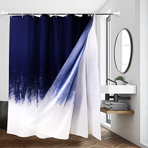 Cortina de chuveiro azul marinho de Quelien com revestimento, cortina de chuveiro à prova d'água e conjunto de revestimentos, cortina de chuveiro preto e azul pesado com 3 ímãs, 72x72 em