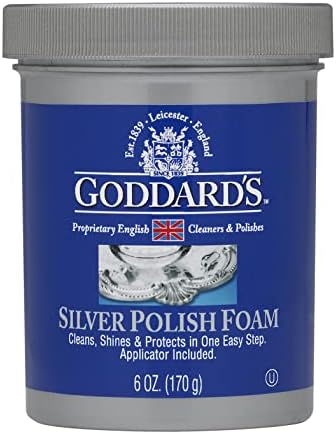 Espuma de jóias de prata de Goddard - limpador de jóias de prata para antiguidades, acessórios, ornamentos e mais - limpador de prata para proteção de talheres - removedor de manchas para jóias com aplicador de esponja