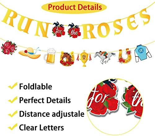 Kentucky Derby Banner Run for the Roses Decoration 2023 Não precisa ser uma corrida de cavalos para DIY para suprimentos