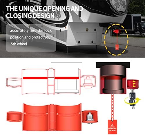 Rbhauto Anti -roubo de 5ª roda King Pin Lock, reboques de aço sólido e campistas Quinta trava de engate para RVs, RV 5th Lock Acessórios