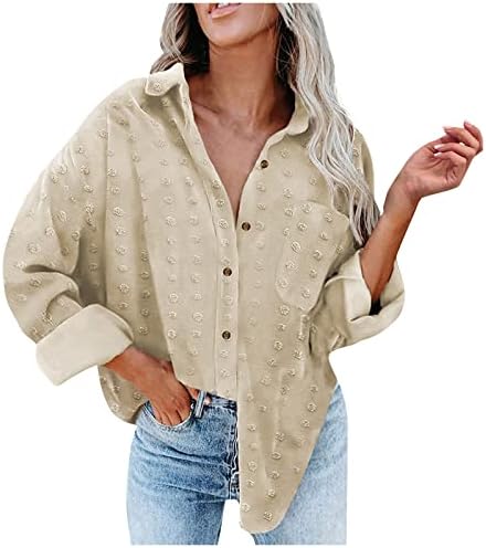 Casa de jaqueta xadrez de flanela feminina botão de manga longa para baixo camisetas de bolso no peito