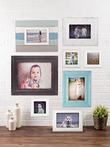 DII Angusted Wooden Picture Frame Collection Rustic Farmhouse inspirado, 5x7, branco