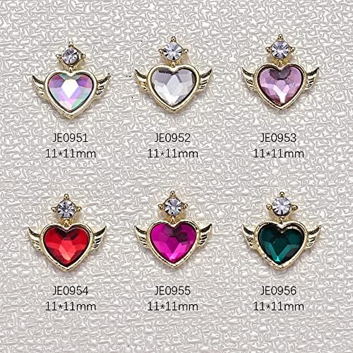 10pcs 3d Coração de unhas Luxury Love Heart Magicwings Zircon Colorido de unha Diamond Diamond Unhing Drill Decoration Acessórios -)