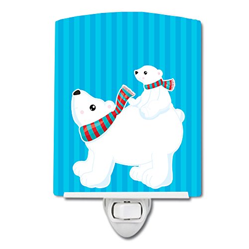 Tesouros de Caroline BB8982CNL Ursos polares #6 luz noturna de cerâmica, compacta, certificada por UL, ideal para quarto, banheiro, viveiro, corredor, cozinha, cozinha,